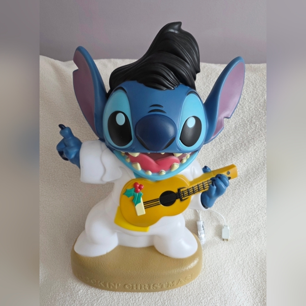 New Christmas LED Blow Mold Decor Rockstar Stitch Lilo & Stitch 18.31 in x 9.06